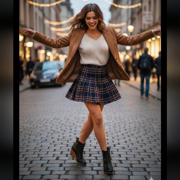 Shoes - Elegant Black Leather Wedge Preppy  Ankle Boots